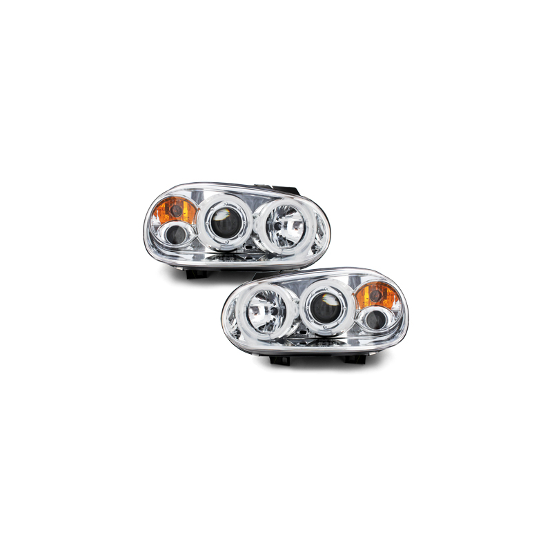 Phares VW Golf IV 97-04  avec anneaux lumineux angel eyes CCFL  Chrome