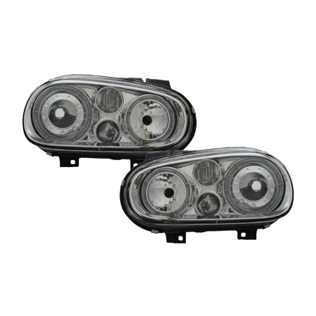 Phares avec anneaux lumineux VW Golf IV 97-04 Chrome