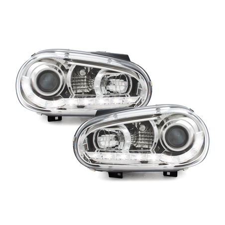 Phares LED DRL VW Golf IV 97-04  Chrome