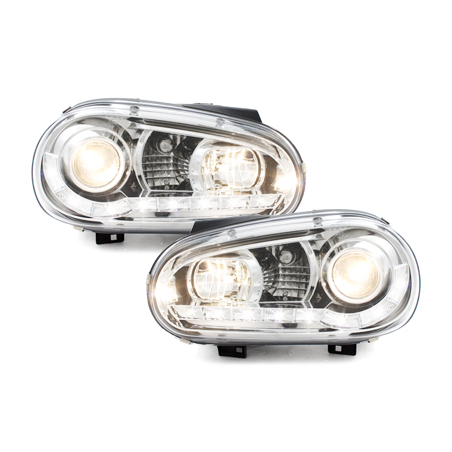 Phares LED DRL VW Golf IV 97-04  Chrome