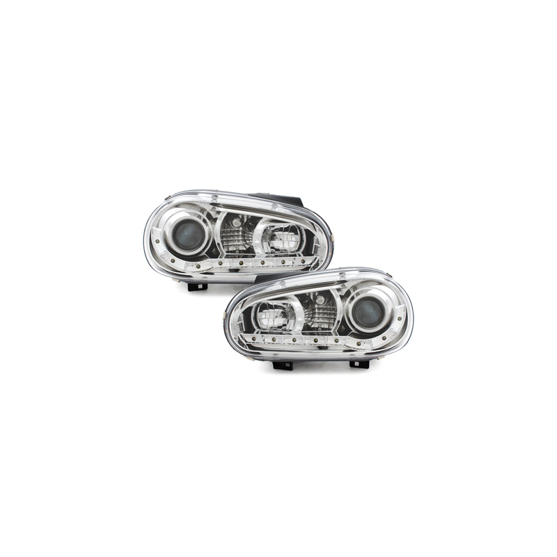 Phares LED DRL VW Golf IV 97-04  Chrome