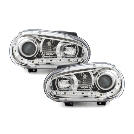 Phares LED DRL VW Golf IV 97-04  Chrome