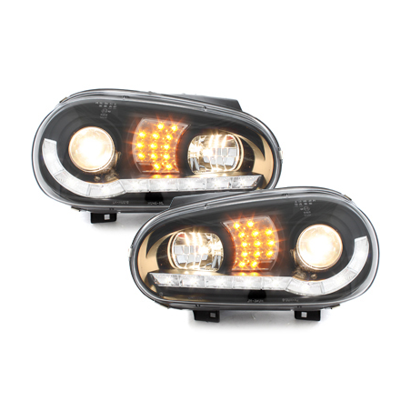 Phares LED DRL VW Golf IV 97-04  Noir