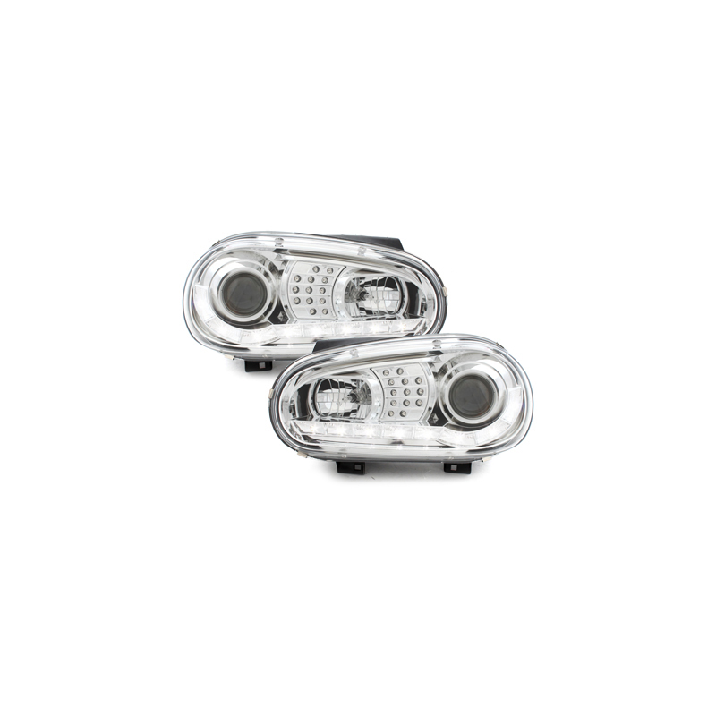 Phares LED DRL VW Golf IV 97-04 Chrome
