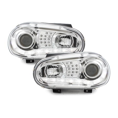 Phares LED DRL VW Golf IV 97-04 Chrome