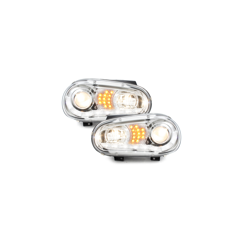 Phares LED DRL VW Golf IV 97-04 Chrome
