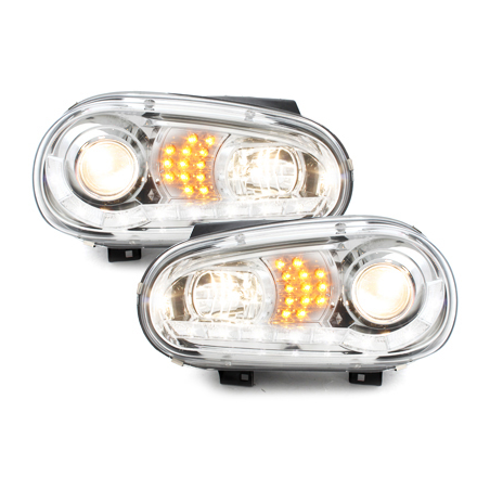 Phares LED DRL VW Golf IV 97-04 Chrome