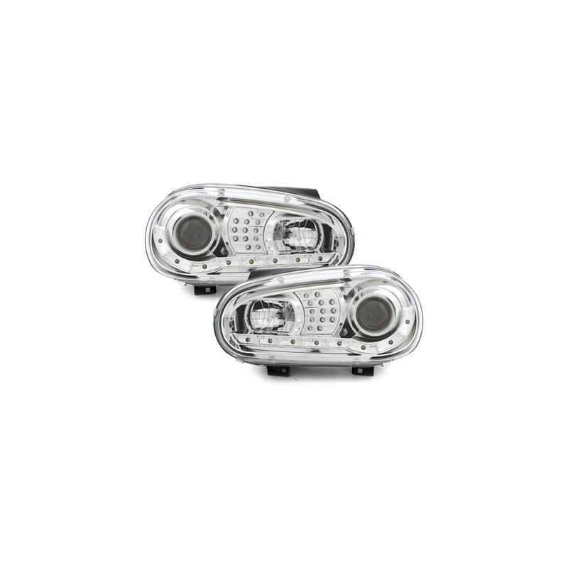Phares LED DRL VW Golf IV 97-04 Chrome