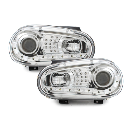 Phares LED DRL VW Golf IV 97-04 Chrome