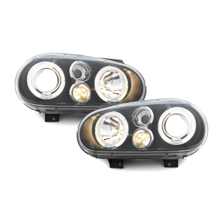 Phares avec anneaux lumineux Look R32 VW Golf IV 97-04 Noir