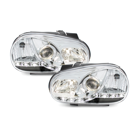 Phares LED DRL VW Golf IV 97-04 Chrome