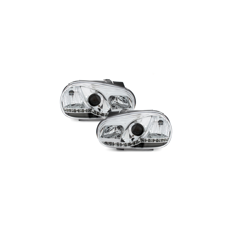 Phares LED DRL VW Golf IV 97-04 Chrome