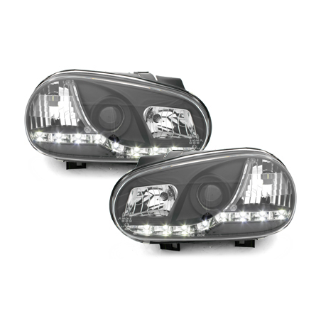 Phares LED DRL VW Golf IV 98-02 Noir