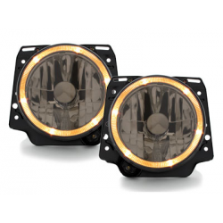 Phares  VW Golf II 83-93 avec anneaux lumineux  Noir / chrome