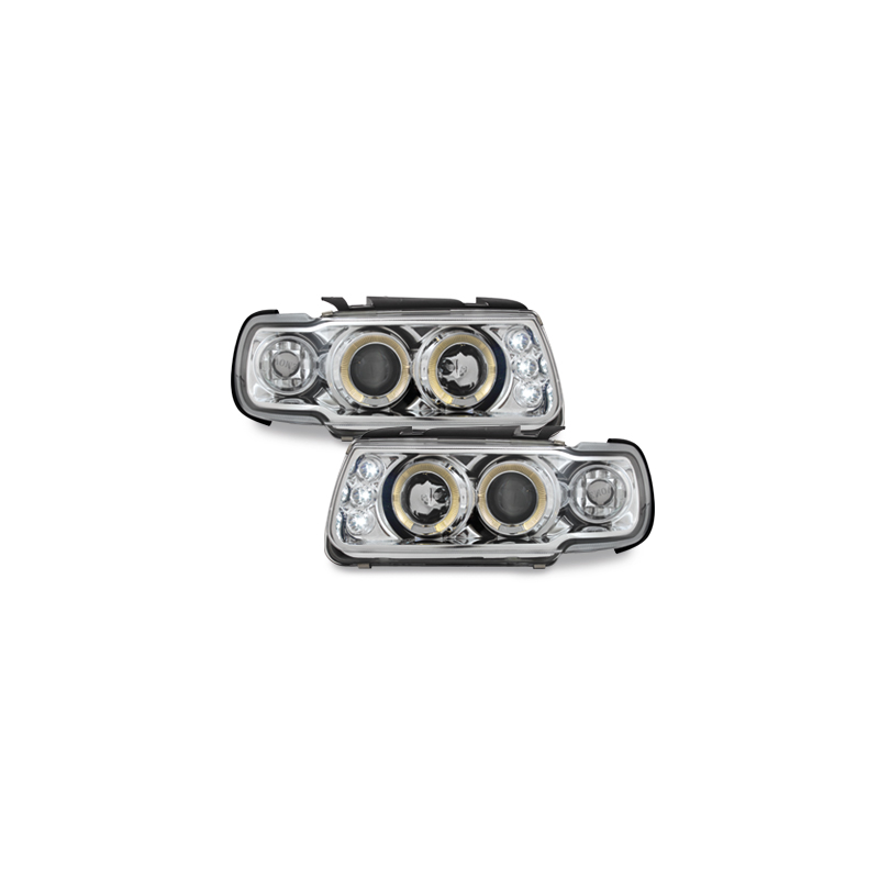 Phares VW Polo 6N 95-98 2 (Cercle Halo) Chrome