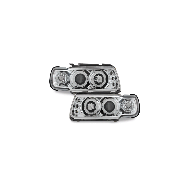 Phares VW Polo 6N 95-98 2 (Cercle Halo) Chrome