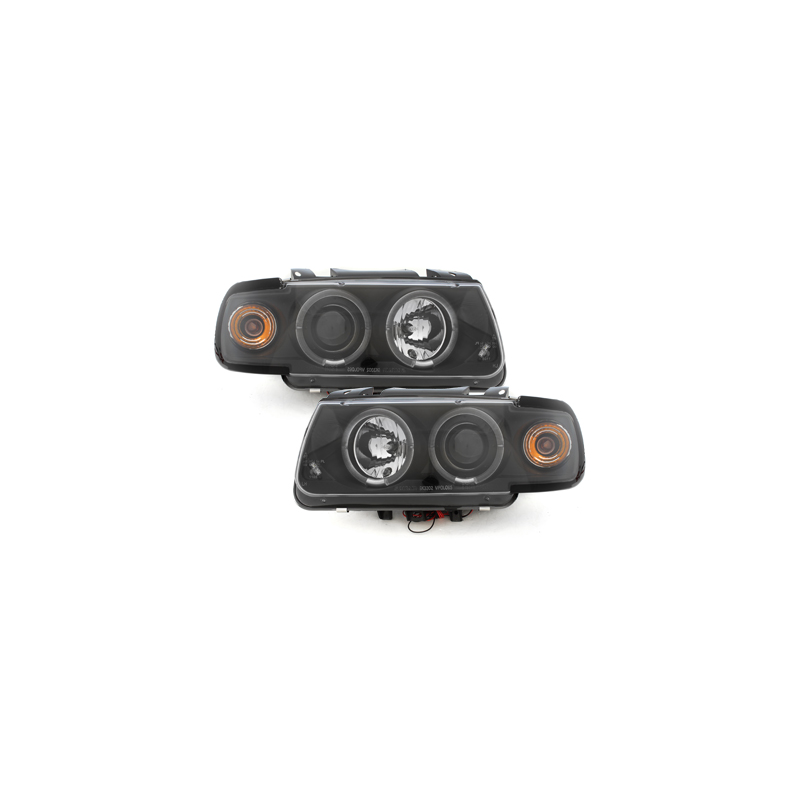 Phares VW Polo 6N 95-98 2 (Cercle Halo) Noir