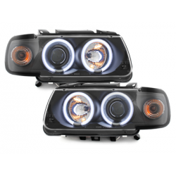 Phares VW Polo 6N 95-98  avec anneaux lumineux angel eyes CCFL  Noir