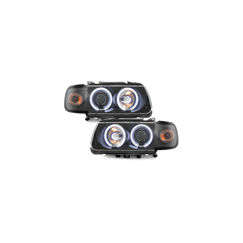 Phares VW Polo 6N 95-98  avec anneaux lumineux angel eyes CCFL  Noir