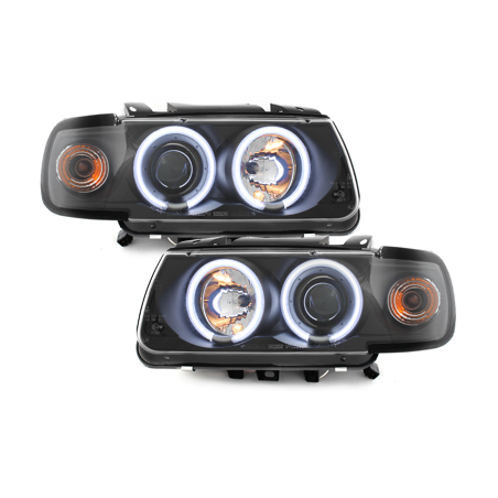 Phares VW Polo 6N 95-98  avec anneaux lumineux angel eyes CCFL  Noir