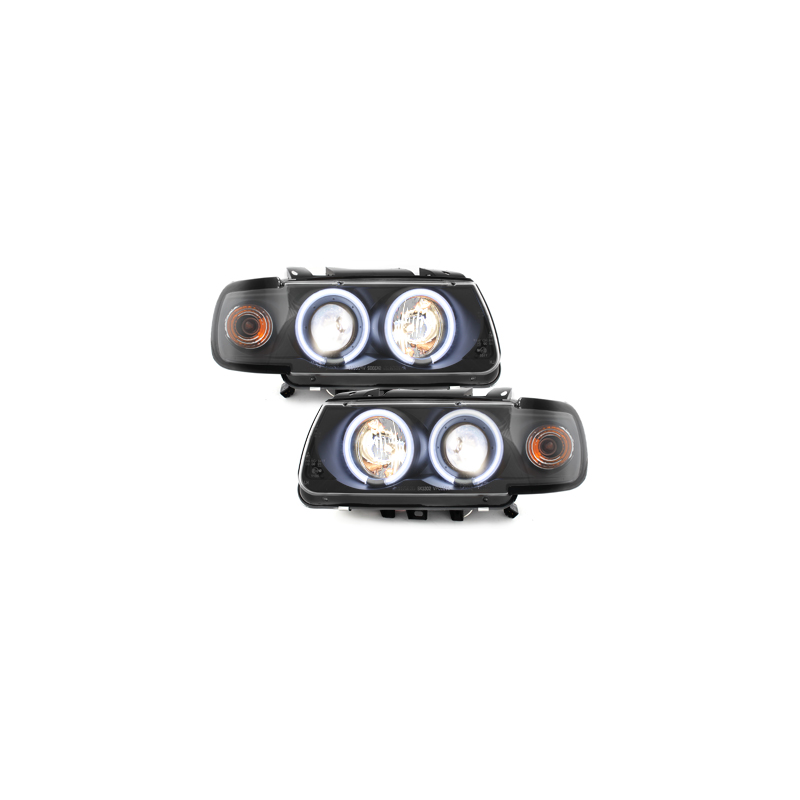 Phares VW Polo 6N 95-98  avec anneaux lumineux angel eyes CCFL  Noir