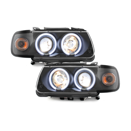 Phares VW Polo 6N 95-98  avec anneaux lumineux angel eyes CCFL  Noir