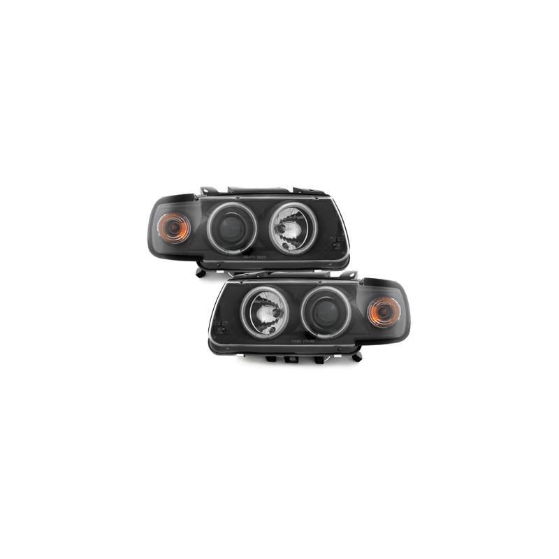 Phares VW Polo 6N 95-98  avec anneaux lumineux angel eyes CCFL  Noir