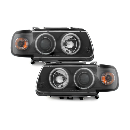 Phares VW Polo 6N 95-98  avec anneaux lumineux angel eyes CCFL  Noir