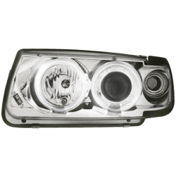 Phares VW Polo 6N 95-98  avec anneaux lumineux angel eyes CCFL  Chrome