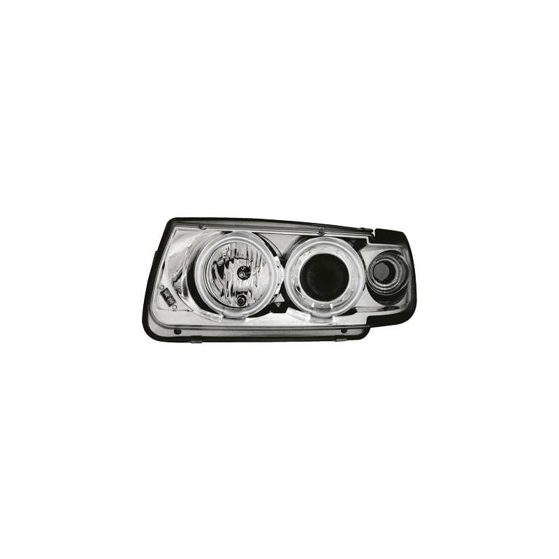 Phares VW Polo 6N 95-98  avec anneaux lumineux angel eyes CCFL  Chrome
