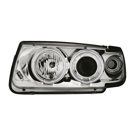 Phares VW Polo 6N 95-98  avec anneaux lumineux angel eyes CCFL  Chrome