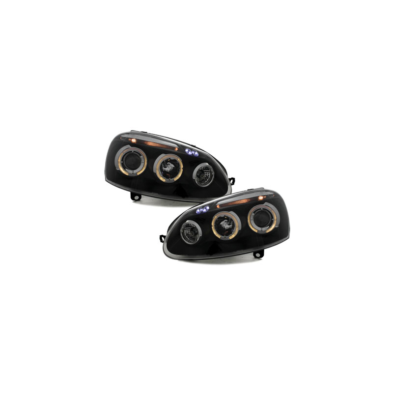  Phares VW Golf V Anneaux LED Noir -  SWV06B