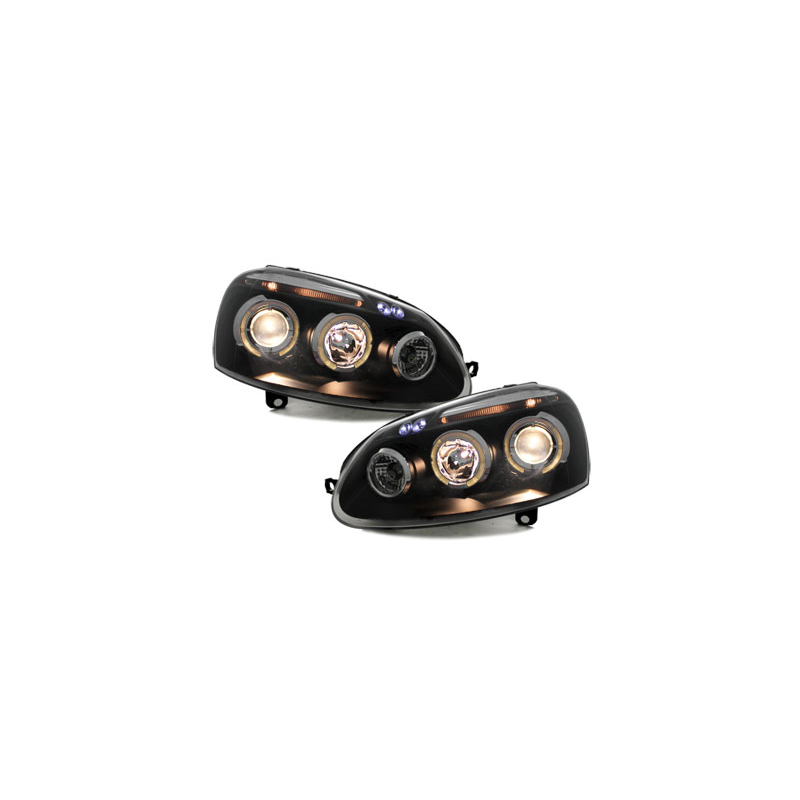  Phares VW Golf V Anneaux LED Noir -  SWV06B