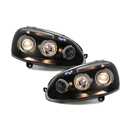  Phares VW Golf V Anneaux LED Noir -  SWV06B