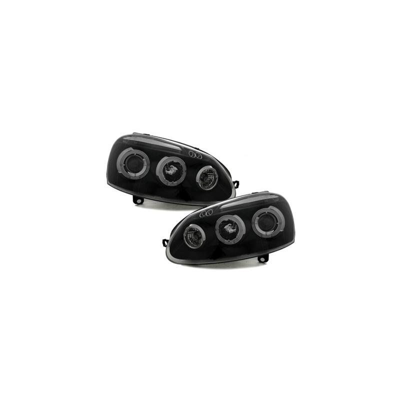  Phares VW Golf V Anneaux LED Noir -  SWV06B