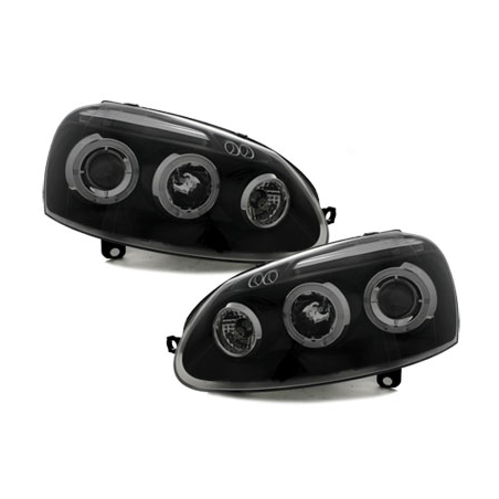  Phares VW Golf V Anneaux LED Noir -  SWV06B