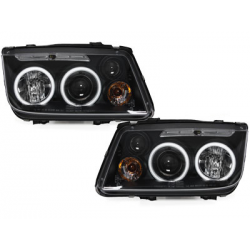 Phares VW Bora 98-05  avec anneaux lumineux angel eyes CCFL  Noir