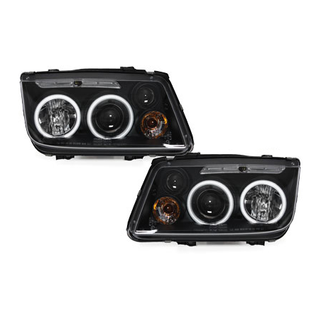 Phares VW Bora 98-05  avec anneaux lumineux angel eyes CCFL  Noir