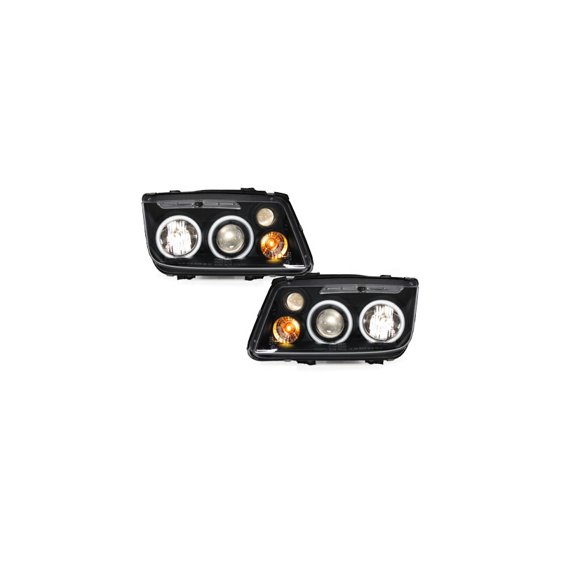 Phares VW Bora 98-05  avec anneaux lumineux angel eyes CCFL  Noir
