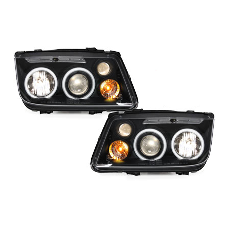 Phares VW Bora 98-05  avec anneaux lumineux angel eyes CCFL  Noir