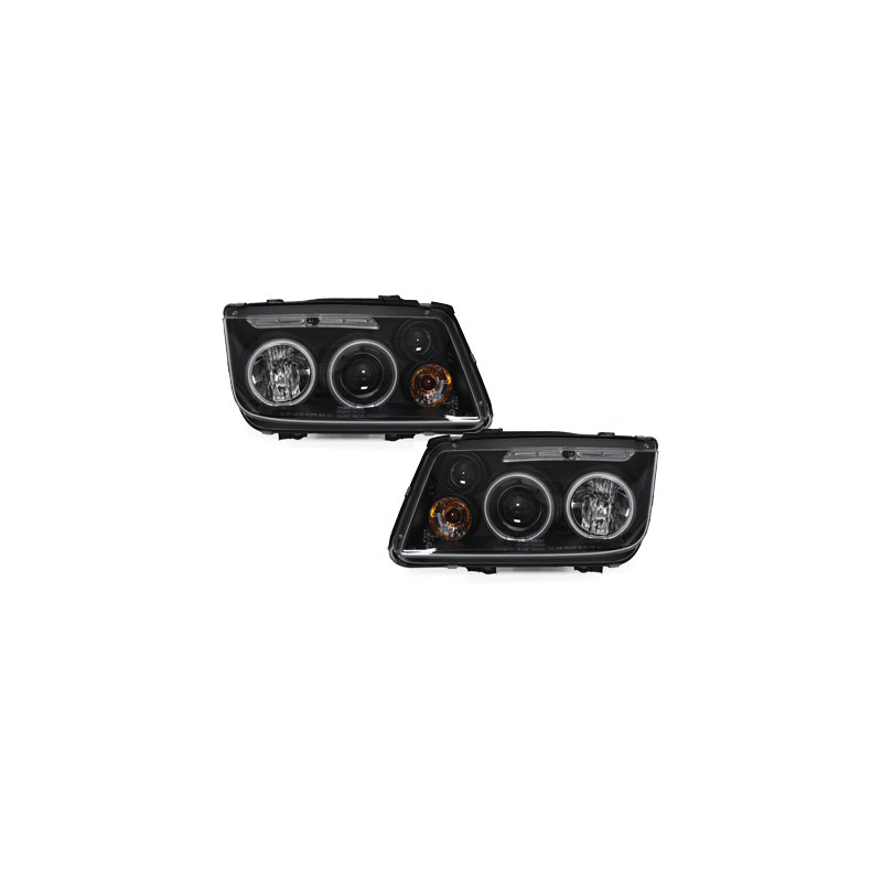 Phares VW Bora 98-05  avec anneaux lumineux angel eyes CCFL  Noir