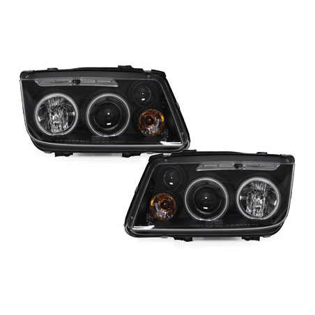 Phares VW Bora 98-05  avec anneaux lumineux angel eyes CCFL  Noir