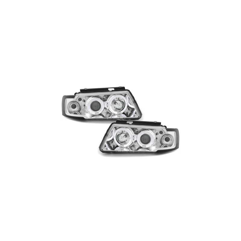 Phares avec anneaux lumineux VW Passat 3B 96-00 Chrome