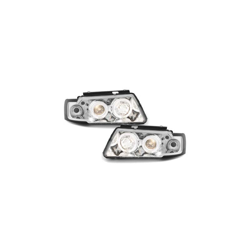 Phares avec anneaux lumineux VW Passat 3B 96-00 Chrome