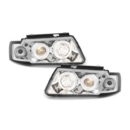 Phares avec anneaux lumineux VW Passat 3B 96-00 Chrome