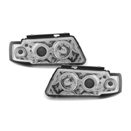 Phares avec anneaux lumineux VW Passat 3B 96-00 Chrome