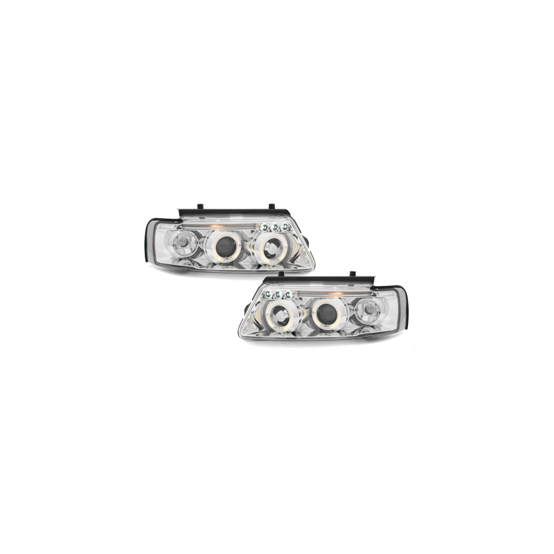 Phares avec anneaux lumineux VW Passat 3B 96-00 Chrome