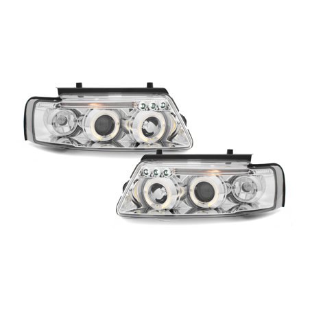 Phares avec anneaux lumineux VW Passat 3B 96-00 Chrome