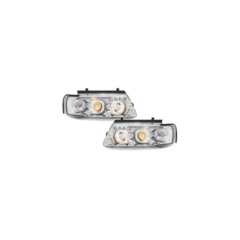 Phares avec anneaux lumineux VW Passat 3B 96-00 Chrome