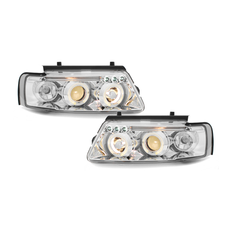 Phares avec anneaux lumineux VW Passat 3B 96-00 Chrome